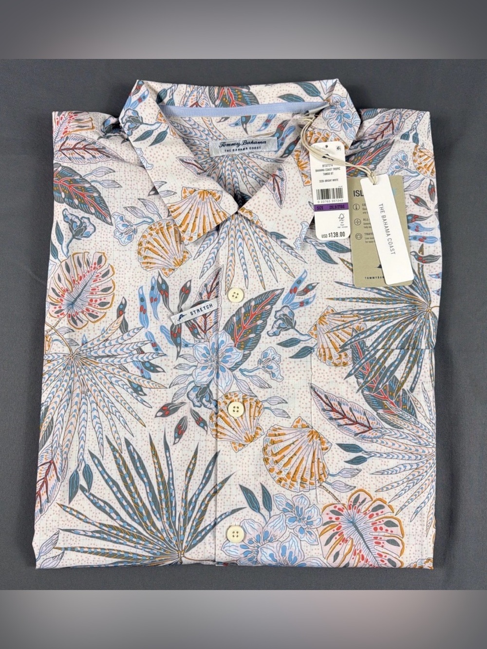 Tommy Bahama Shirt Coast Tropic Print SS 2XLB Multicolor Polyester NWT MSRP $138
